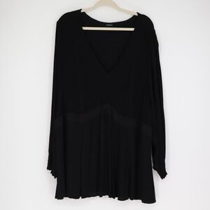 Torrid Black Rayon Crepe Babydoll Blouse Size 5X V Neck Fit and Flare Stretch